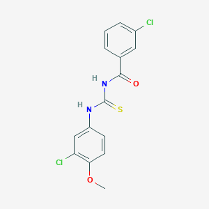 molecular formula C15H12Cl2N2O2S B313647 3-chloro-N-[(3-chloro-4-methoxyphenyl)carbamothioyl]benzamide 
