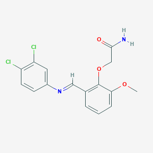 molecular formula C16H14Cl2N2O3 B313661 2-(2-{[(3,4-Dichlorophenyl)imino]methyl}-6-methoxyphenoxy)acetamide 