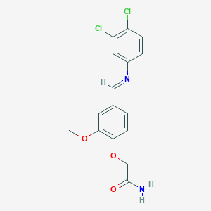 molecular formula C16H14Cl2N2O3 B313662 2-(4-{[(3,4-Dichlorophenyl)imino]methyl}-2-methoxyphenoxy)acetamide 