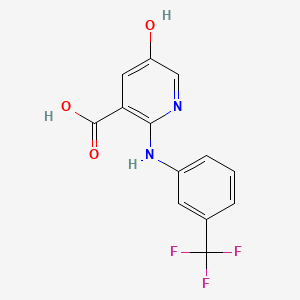 molecular formula C13H9F3N2O3 B3136683 3-Pyridinecarboxylic acid, 5-hydroxy-2-[[3-(trifluoromethyl)phenyl]amino]- CAS No. 42240-83-5