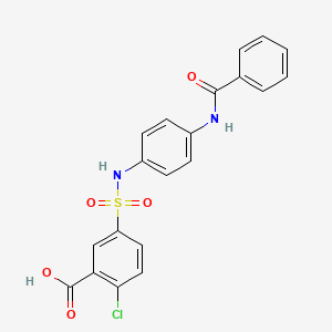 molecular formula C20H15ClN2O5S B3136718 5-({[4-(Benzoylamino)phenyl]amino}sulfonyl)-2-chlorobenzoic acid CAS No. 423728-81-8