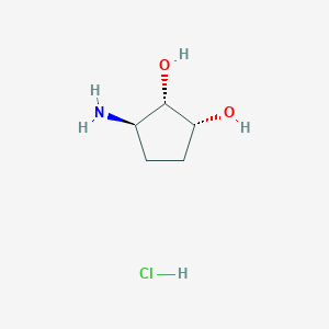 molecular formula C5H12ClNO2 B3136728 外消旋-(1R,2S,3R)-3-氨基-1,2-环戊二醇盐酸盐 CAS No. 423759-66-4