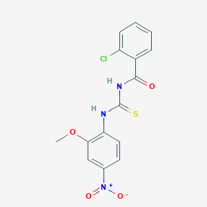 molecular formula C15H12ClN3O4S B313676 2-chloro-N-[(2-methoxy-4-nitrophenyl)carbamothioyl]benzamide 