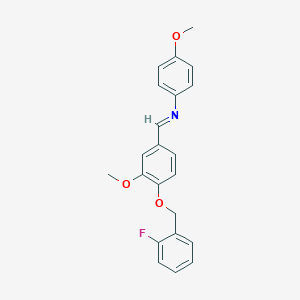 molecular formula C22H20FNO3 B313677 N-{4-[(2-fluorobenzyl)oxy]-3-methoxybenzylidene}-N-(4-methoxyphenyl)amine 