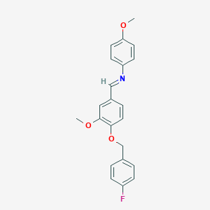 molecular formula C22H20FNO3 B313678 N-{4-[(4-fluorobenzyl)oxy]-3-methoxybenzylidene}-N-(4-methoxyphenyl)amine 