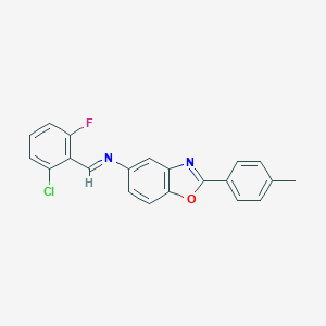molecular formula C21H14ClFN2O B313682 N-(2-chloro-6-fluorobenzylidene)-N-[2-(4-methylphenyl)-1,3-benzoxazol-5-yl]amine 