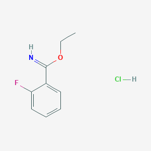 molecular formula C9H11ClFNO B3136890 Ethyl 2-fluorobenzene-1-carboximidate hydrochloride CAS No. 4278-04-0