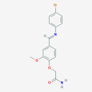 molecular formula C16H15BrN2O3 B313690 2-(4-{[(4-Bromophenyl)imino]methyl}-2-methoxyphenoxy)acetamide 