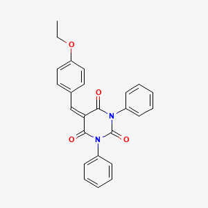 molecular formula C25H20N2O4 B3136918 5-[(4-Ethoxyphenyl)methylidene]-1,3-diphenyl-1,3-diazinane-2,4,6-trione CAS No. 428499-30-3