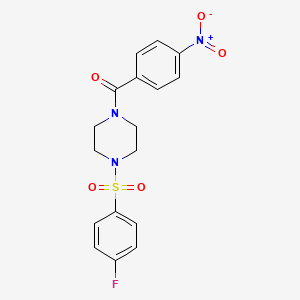 molecular formula C17H16FN3O5S B3136926 {4-[(4-Fluorophenyl)sulfonyl]piperazino}(4-nitrophenyl)methanone CAS No. 428504-82-9