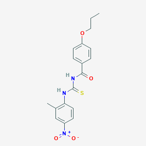 molecular formula C18H19N3O4S B313708 N-[(2-methyl-4-nitrophenyl)carbamothioyl]-4-propoxybenzamide 