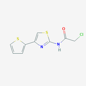 molecular formula C9H7ClN2OS2 B3137249 2-氯-N-[4-(噻吩-2-基)-1,3-噻唑-2-基]乙酰胺 CAS No. 436094-95-0