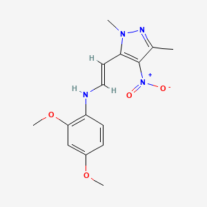 molecular formula C15H18N4O4 B3137274 N-[(E)-2-(2,5-dimethyl-4-nitropyrazol-3-yl)ethenyl]-2,4-dimethoxyaniline CAS No. 436100-83-3