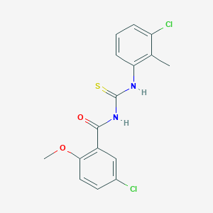 molecular formula C16H14Cl2N2O2S B313732 5-chloro-N-[(3-chloro-2-methylphenyl)carbamothioyl]-2-methoxybenzamide 