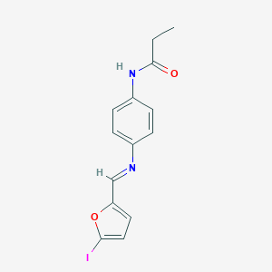 molecular formula C14H13IN2O2 B313734 N-(4-{[(5-iodo-2-furyl)methylene]amino}phenyl)propanamide 