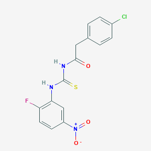 molecular formula C15H11ClFN3O3S B313735 2-(4-chlorophenyl)-N-[(2-fluoro-5-nitrophenyl)carbamothioyl]acetamide 