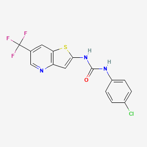 molecular formula C15H9ClF3N3OS B3137400 1-(4-Chlorophenyl)-3-[6-(trifluoromethyl)thieno[3,2-b]pyridin-2-yl]urea CAS No. 439094-99-2