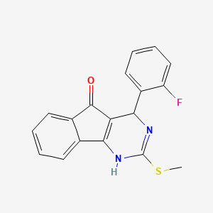 molecular formula C18H13FN2OS B3137411 4-(2-fluorophenyl)-2-(methylsulfanyl)-1,4-dihydro-5H-indeno[1,2-d]pyrimidin-5-one CAS No. 439095-11-1