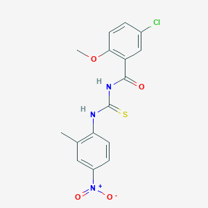 molecular formula C16H14ClN3O4S B313746 5-chloro-2-methoxy-N-[(2-methyl-4-nitrophenyl)carbamothioyl]benzamide 