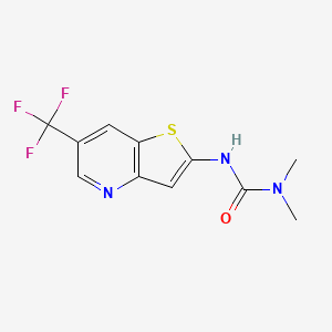molecular formula C11H10F3N3OS B3137461 N,N-dimethyl-N'-[6-(trifluoromethyl)thieno[3,2-b]pyridin-2-yl]urea CAS No. 439095-92-8