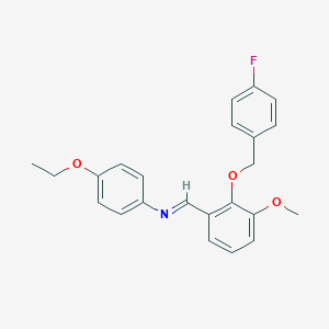 molecular formula C23H22FNO3 B313747 N-(4-ethoxyphenyl)-N-{2-[(4-fluorobenzyl)oxy]-3-methoxybenzylidene}amine 