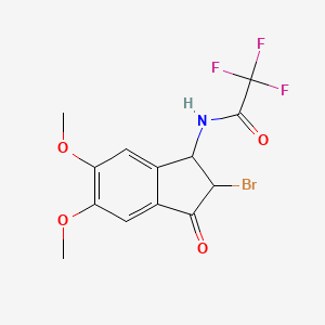 molecular formula C13H11BrF3NO4 B3137490 N-(2-bromo-5,6-dimethoxy-3-oxo-2,3-dihydro-1H-inden-1-yl)-2,2,2-trifluoroacetamide CAS No. 439097-02-6