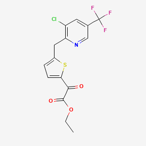 molecular formula C15H11ClF3NO3S B3137517 Ethyl 2-(5-{[3-chloro-5-(trifluoromethyl)-2-pyridinyl]methyl}-2-thienyl)-2-oxoacetate CAS No. 439097-51-5