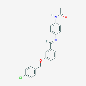 molecular formula C22H19ClN2O2 B313752 N-[4-({3-[(4-chlorobenzyl)oxy]benzylidene}amino)phenyl]acetamide 