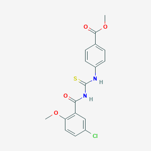 molecular formula C17H15ClN2O4S B313754 Methyl 4-({[(5-chloro-2-methoxyphenyl)carbonyl]carbamothioyl}amino)benzoate 