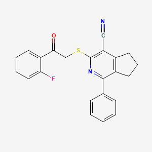 3-[2-(2-fluorophenyl)-2-oxoethyl]sulfanyl-1-phenyl-6,7-dihydro-5H-cyclopenta[c]pyridine-4-carbonitrile