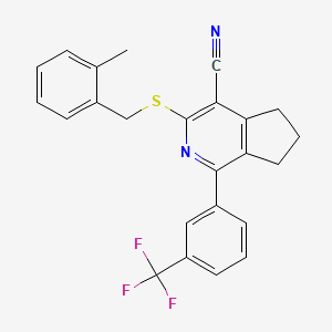 3-[(2-methylbenzyl)sulfanyl]-1-[3-(trifluoromethyl)phenyl]-6,7-dihydro-5H-cyclopenta[c]pyridine-4-carbonitrile