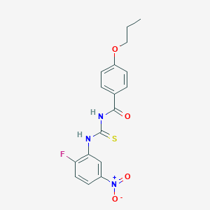 molecular formula C17H16FN3O4S B313759 N-[(2-fluoro-5-nitrophenyl)carbamothioyl]-4-propoxybenzamide 