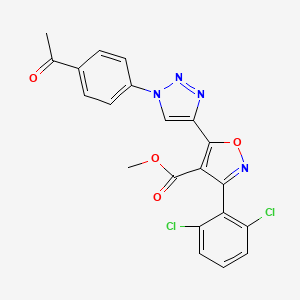 molecular formula C21H14Cl2N4O4 B3137636 Methyl 5-[1-(4-acetylphenyl)triazol-4-yl]-3-(2,6-dichlorophenyl)-1,2-oxazole-4-carboxylate CAS No. 439110-54-0