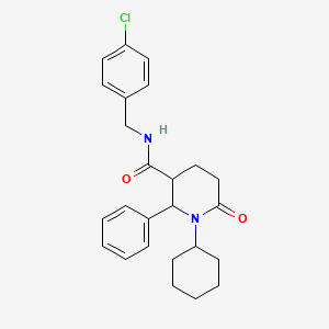 molecular formula C25H29ClN2O2 B3137655 N-[(4-chlorophenyl)methyl]-1-cyclohexyl-6-oxo-2-phenylpiperidine-3-carboxamide CAS No. 439111-06-5