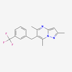 molecular formula C17H16F3N3 B3137665 2,5,7-Trimethyl-6-[3-(trifluoromethyl)benzyl]pyrazolo[1,5-a]pyrimidine CAS No. 439111-23-6