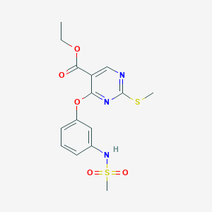 molecular formula C15H17N3O5S2 B3137677 Ethyl 2-(methylsulfanyl)-4-{3-[(methylsulfonyl)amino]phenoxy}-5-pyrimidinecarboxylate CAS No. 439111-30-5