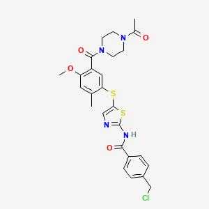 molecular formula C26H27ClN4O4S2 B3137748 N-(5-(5-(4-acetylpiperazine-1-carbonyl)-4-methoxy-2-methylphenylthio)thiazol-2-yl)-4-(chloromethyl)benzamide CAS No. 439578-99-1