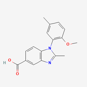 molecular formula C17H16N2O3 B3137836 1-(2-methoxy-5-methylphenyl)-2-methyl-1H-benzimidazole-5-carboxylic acid CAS No. 442531-54-6