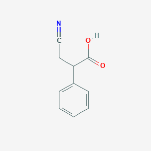 molecular formula C10H9NO2 B3137843 3-Cyano-2-phenylpropanoic acid CAS No. 442542-97-4