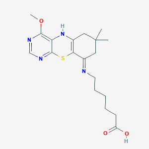 6-[(4-methoxy-7,7-dimethyl-7,8-dihydro-6H-pyrimido[4,5-b][1,4]benzothiazin-9-yl)amino]hexanoic acid