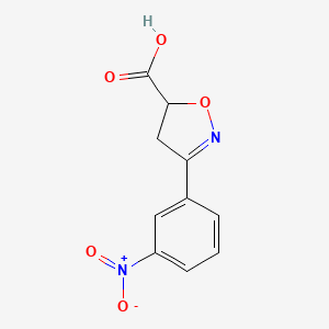 molecular formula C10H8N2O5 B3137886 3-(3-Nitrophenyl)-4,5-dihydro-1,2-oxazole-5-carboxylic acid CAS No. 443907-70-8