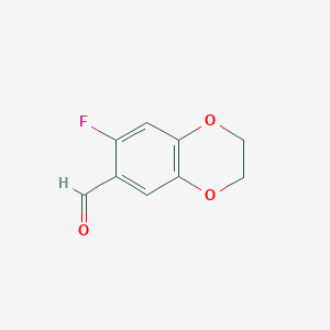 molecular formula C9H7FO3 B3137899 1,4-Benzodioxin-6-carboxaldehyde, 7-fluoro-2,3-dihydro- CAS No. 443955-87-1