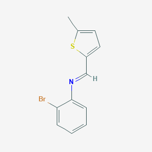 molecular formula C12H10BrNS B313791 N-(2-bromophenyl)-N-[(5-methyl-2-thienyl)methylene]amine 