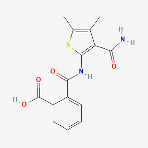 molecular formula C15H14N2O4S B3137920 2-[(3-Carbamoyl-4,5-dimethylthiophen-2-yl)carbamoyl]benzoic acid CAS No. 444146-23-0