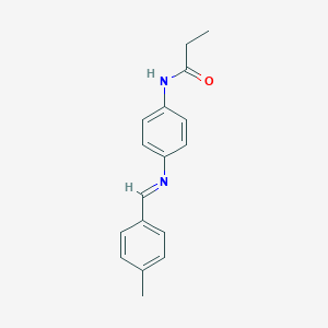 molecular formula C17H18N2O B313797 N-{4-[(4-methylbenzylidene)amino]phenyl}propanamide 
