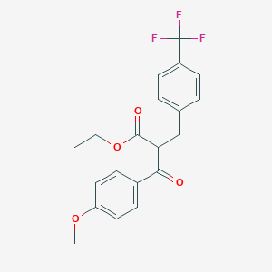 molecular formula C20H19F3O4 B3138008 Ethyl 3-(4-methoxyphenyl)-3-oxo-2-((4-(trifluoromethyl)phenyl)methyl)propionate CAS No. 444916-85-2