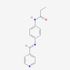 molecular formula C15H15N3O B313801 N-{4-[(4-pyridinylmethylene)amino]phenyl}propanamide 