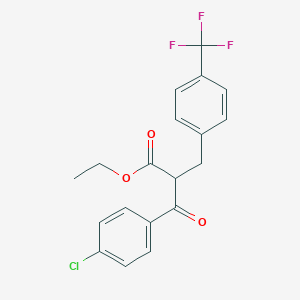 molecular formula C19H16ClF3O3 B3138010 Ethyl 3-(4-chlorophenyl)-3-oxo-2-[4-(trifluoromethyl)benzyl]propionate CAS No. 444916-90-9