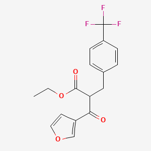 molecular formula C17H15F3O4 B3138016 Ethyl 3-(3-furanyl)-3-oxo-2-((4-(trifluoromethyl)phenyl)methyl)propionate CAS No. 444916-95-4