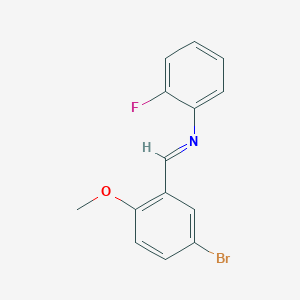 molecular formula C14H11BrFNO B313803 N-(5-bromo-2-methoxybenzylidene)-N-(2-fluorophenyl)amine 